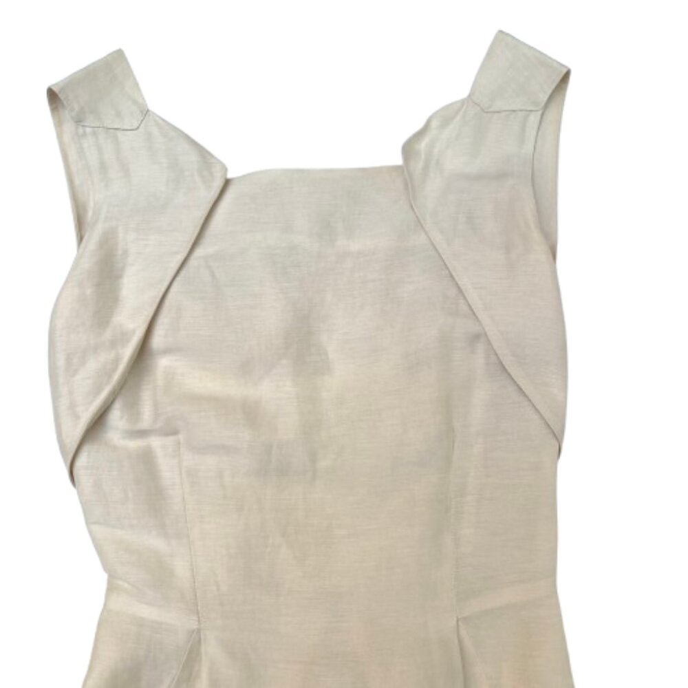 Antonio Berardi made in Italy Linen Silk blend Cowel back sleeveless cream dress - Picture 14 of 15
